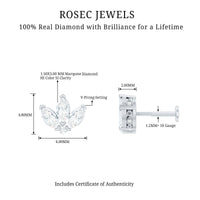 Marquise Diamond Lotus Earring for Cartilage Piercing