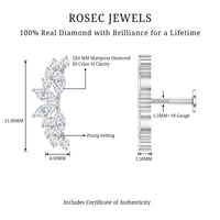 Unique Diamond Crawler Earring for Cartilage Piercing