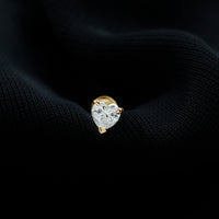 Solitaire Diamond Heart Earring with Flat Back