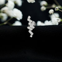 Baguette Diamond Cartilage Earring with Flat Back