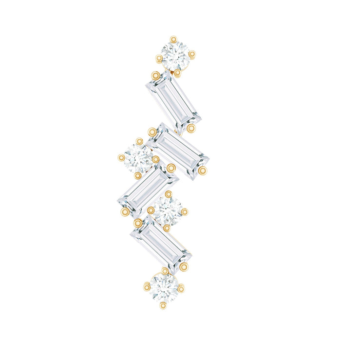Rosec Jewels Baguette Diamond cartilage earring with flat back, body jewelry featuring sparkling baguette-cut diamond design.