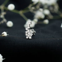 Diamond Floral Cluster Earring for Helix Piercing