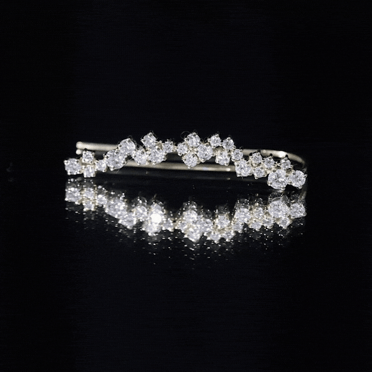 Diamond cluster climber earring for helix piercing from Rosec Jewels, featuring sparkling white diamonds in a stylish body jewelry design.