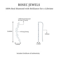 Diamond cluster climber earring for helix piercing, Rosec Jewels body jewelry featuring sparkling diamonds in a stylish design.