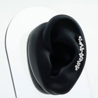 Diamond cluster climber earring by Rosec Jewels, body jewelry for helix piercing with sparkling diamond cluster design.