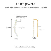 Diamond cluster climber earring for helix piercing by Rosec Jewels, featuring sparkling diamonds in a stylish body jewelry design.