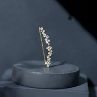 Diamond cluster climber earring for helix piercing, Rosec Jewels body jewelry with sparkling diamond accents and curved design.