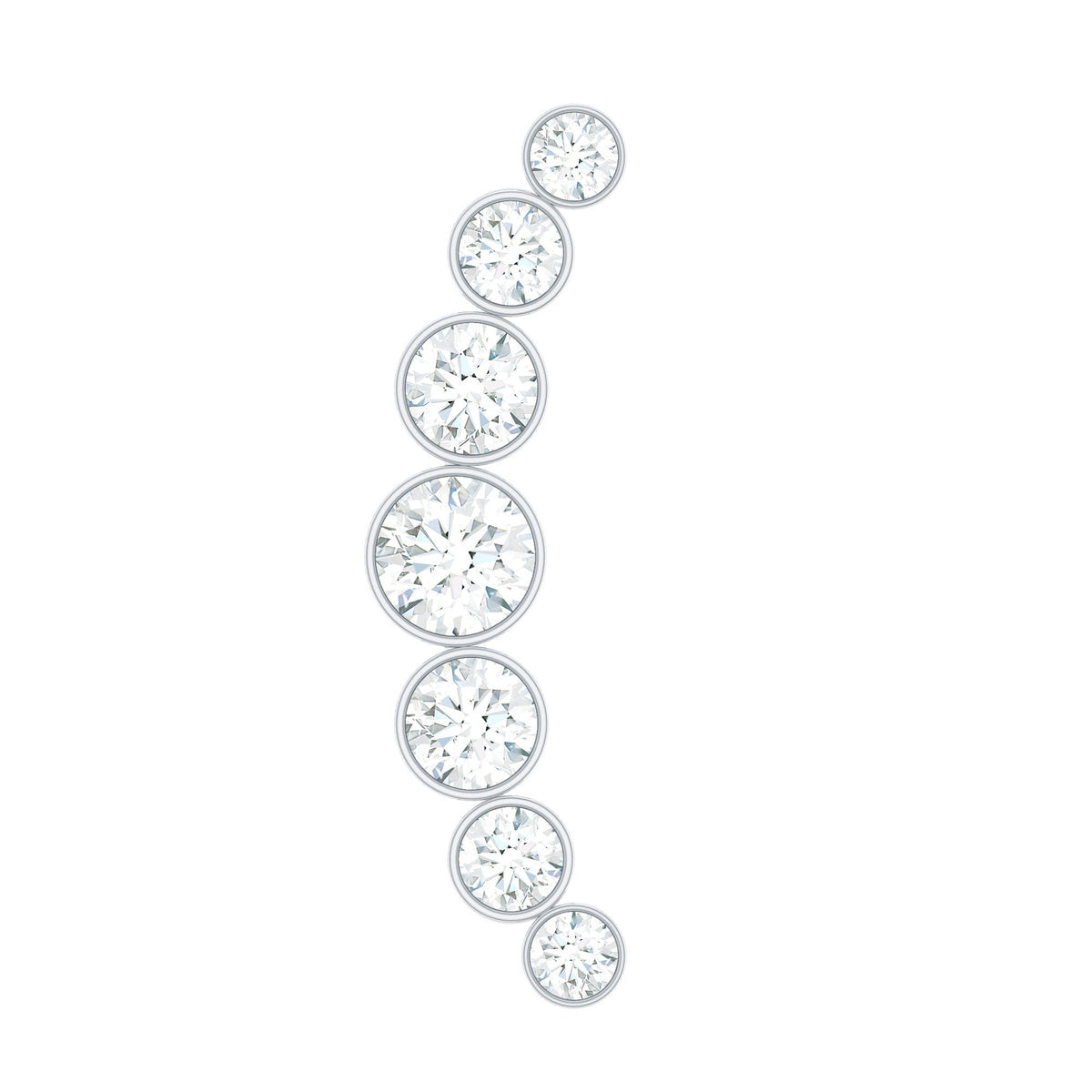 Graduated Diamond Crawler Helix Earring in Bezel Set