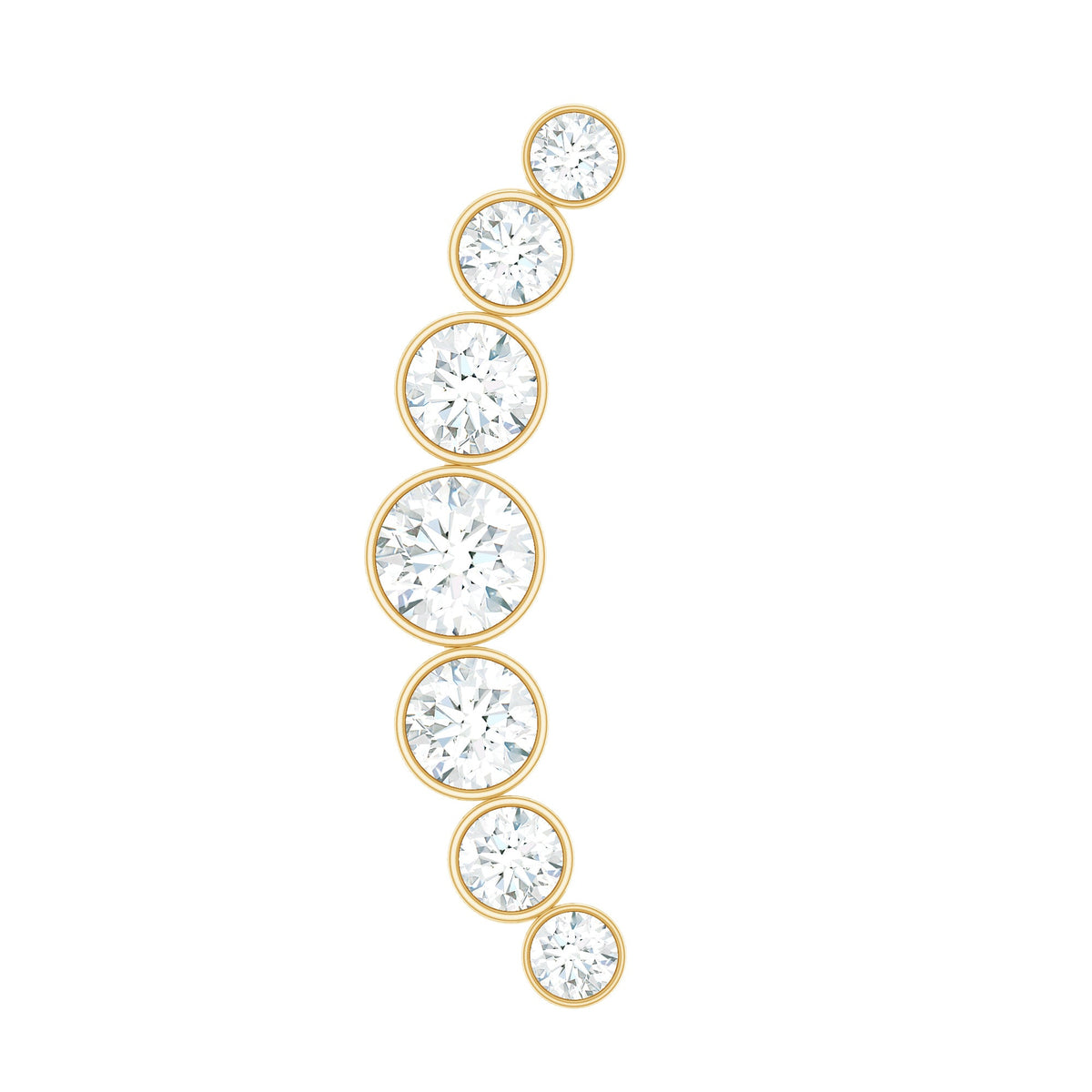 Graduated Diamond Crawler Helix Earring in Bezel Set