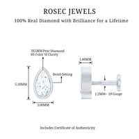Pear Shape Diamond Solitaire Cartilage Earring