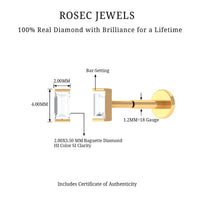 Solitaire Baguette Diamond Earring for Tragus Piercing
