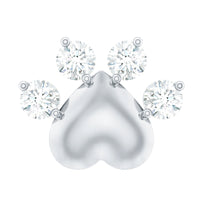 Diamond and Heart Dog Paw Print Cartilage Earring