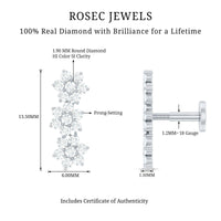 Diamond Three Flower Crawler Earring for Helix Piercing