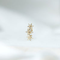 Diamond Three Flower Crawler Earring for Helix Piercing