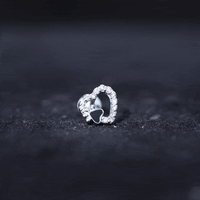 Sparkling Diamond Dog Paw Heart Earring with Black Enamel