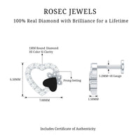 Sparkling Diamond Dog Paw Heart Earring with Black Enamel