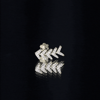 Minimalist Diamond Leaf Crawler Earring for Helix Piercing