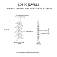 Minimalist Diamond Leaf Crawler Earring for Helix Piercing
