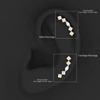 Elegant Diamond Ear Crawler Earring for Helix Piercing