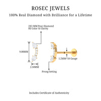 Pear Shape Diamond Curved Helix Earring