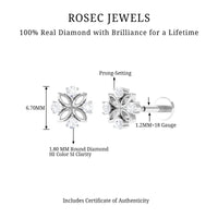 Nature Inspired Certified Diamond Flower Earring for Helix Piercing