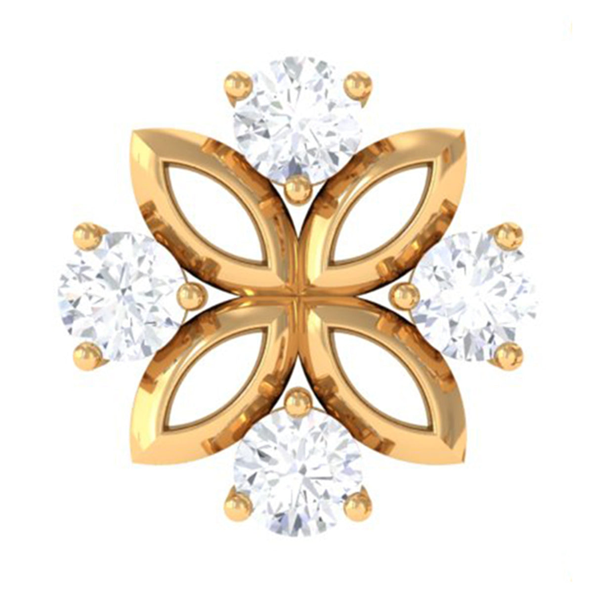 Nature Inspired Certified Diamond Flower Earring for Helix Piercing