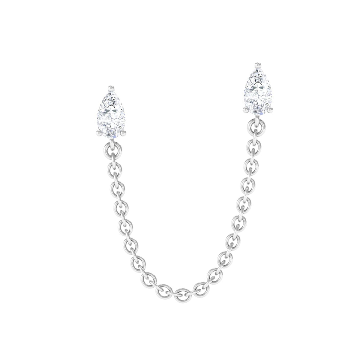 Pear Shape Diamond Chain Double Piercing Earring