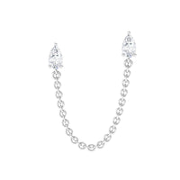 Pear Shape Diamond Chain Double Piercing Earring