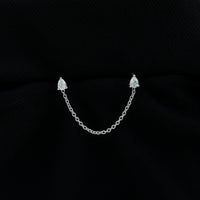 Pear Shape Diamond Chain Double Piercing Earring