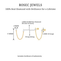Pear Shape Diamond Chain Double Piercing Earring