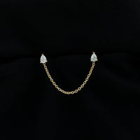 Pear Shape Diamond Chain Double Piercing Earring