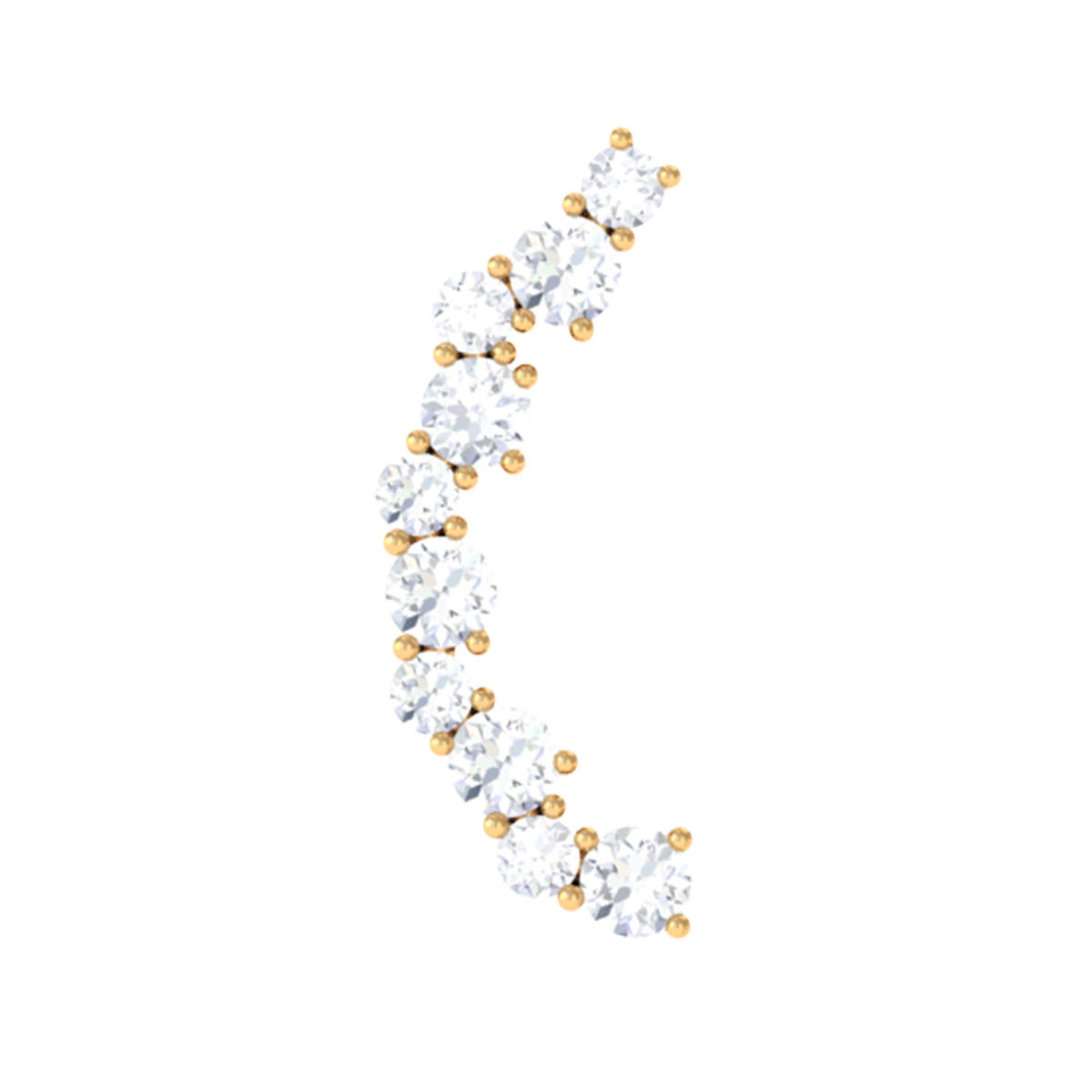 Certified Diamond Curved Crawler Earring for Women