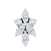 Marquise Diamond Cluster Flower Earring with Flat Back