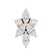 Marquise Diamond Cluster Flower Earring with Flat Back