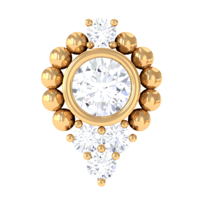 Bezel set diamond minimalist earring for tragus piercing, Rosec Jewels body jewelry in sterling silver with a small diamond accent.