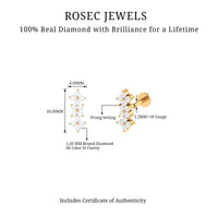 Diamond Flower Crawler Earring for Helix Piercing