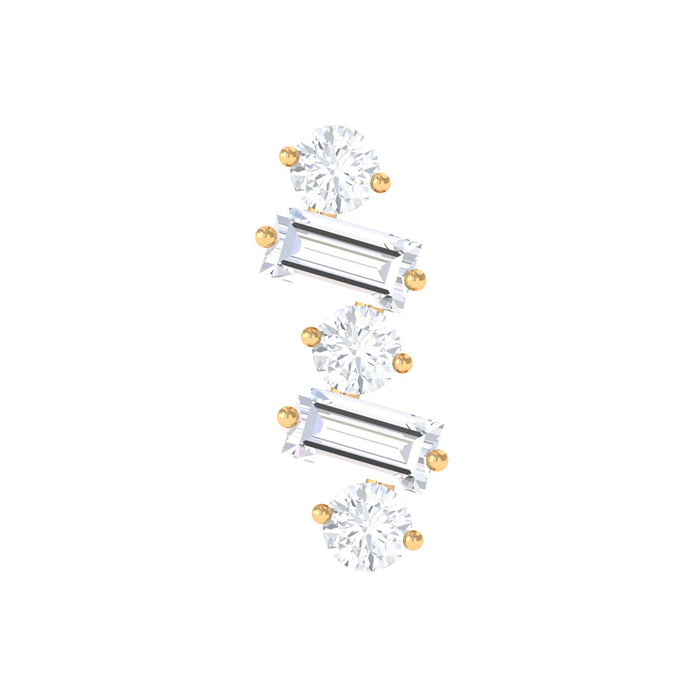 Baguette shape diamond cartilage earring from Rosec Jewels, body jewelry with a sleek baguette-cut diamond design.