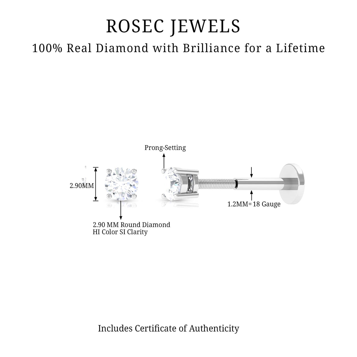Minimalist Diamond Solitaire Conch Earring