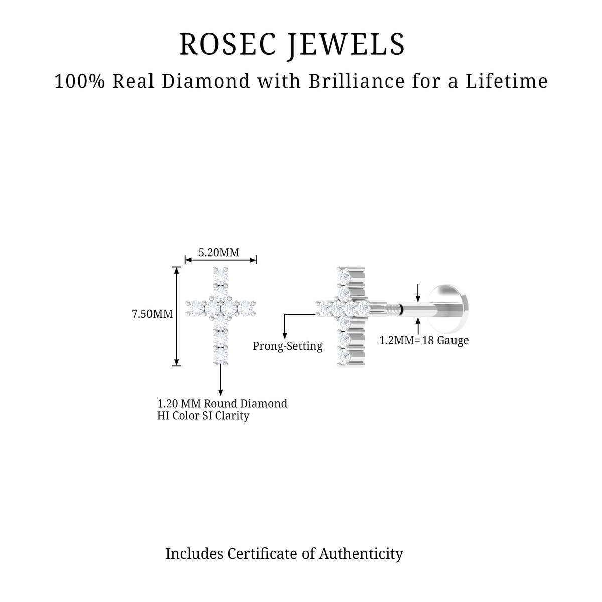 Minimalist Diamond Cross Cartilage Earring