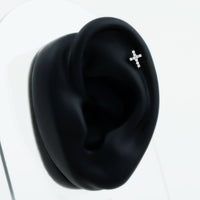 Minimalist Diamond Cross Cartilage Earring