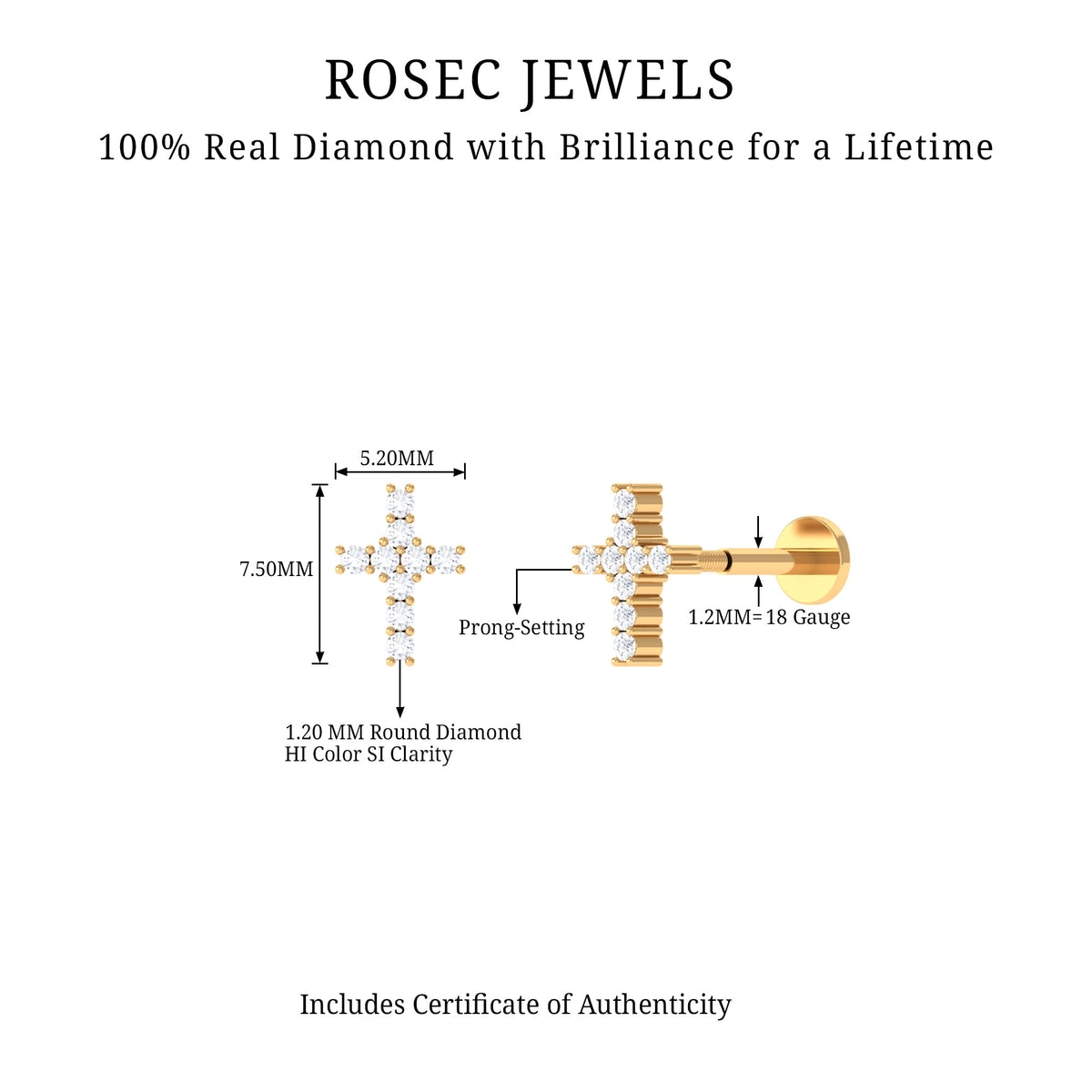 Minimalist Diamond Cross Cartilage Earring