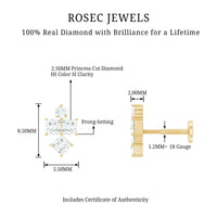Princess Cut Diamond Helix Piercing Earring for Women