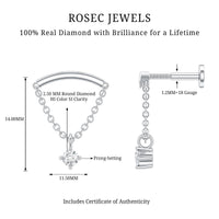 Single Diamond Hidden Helix Earring with Chain