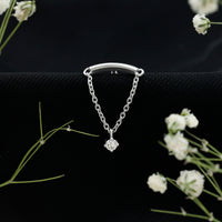 Single Diamond Hidden Helix Earring with Chain