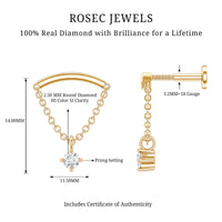 Single Diamond Hidden Helix Earring with Chain