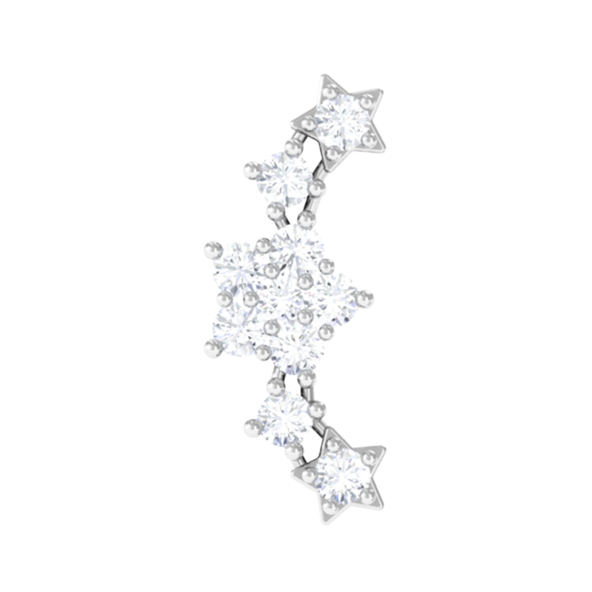 Brilliant Cut Diamond Star Ear Crawler Earring