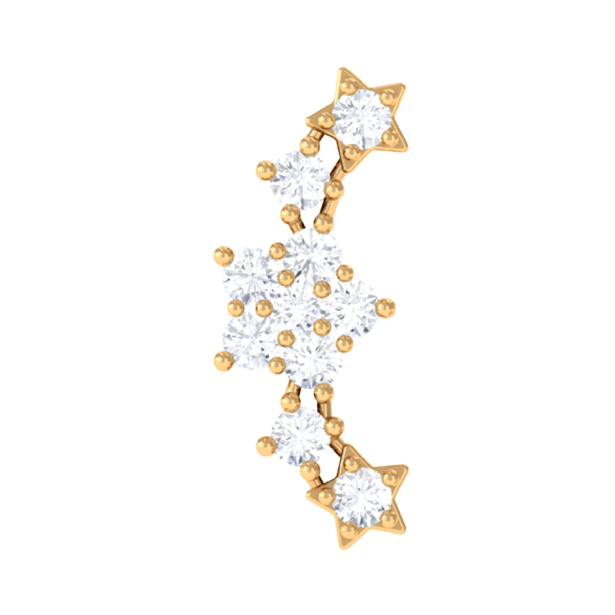 Brilliant Cut Diamond Star Ear Crawler Earring
