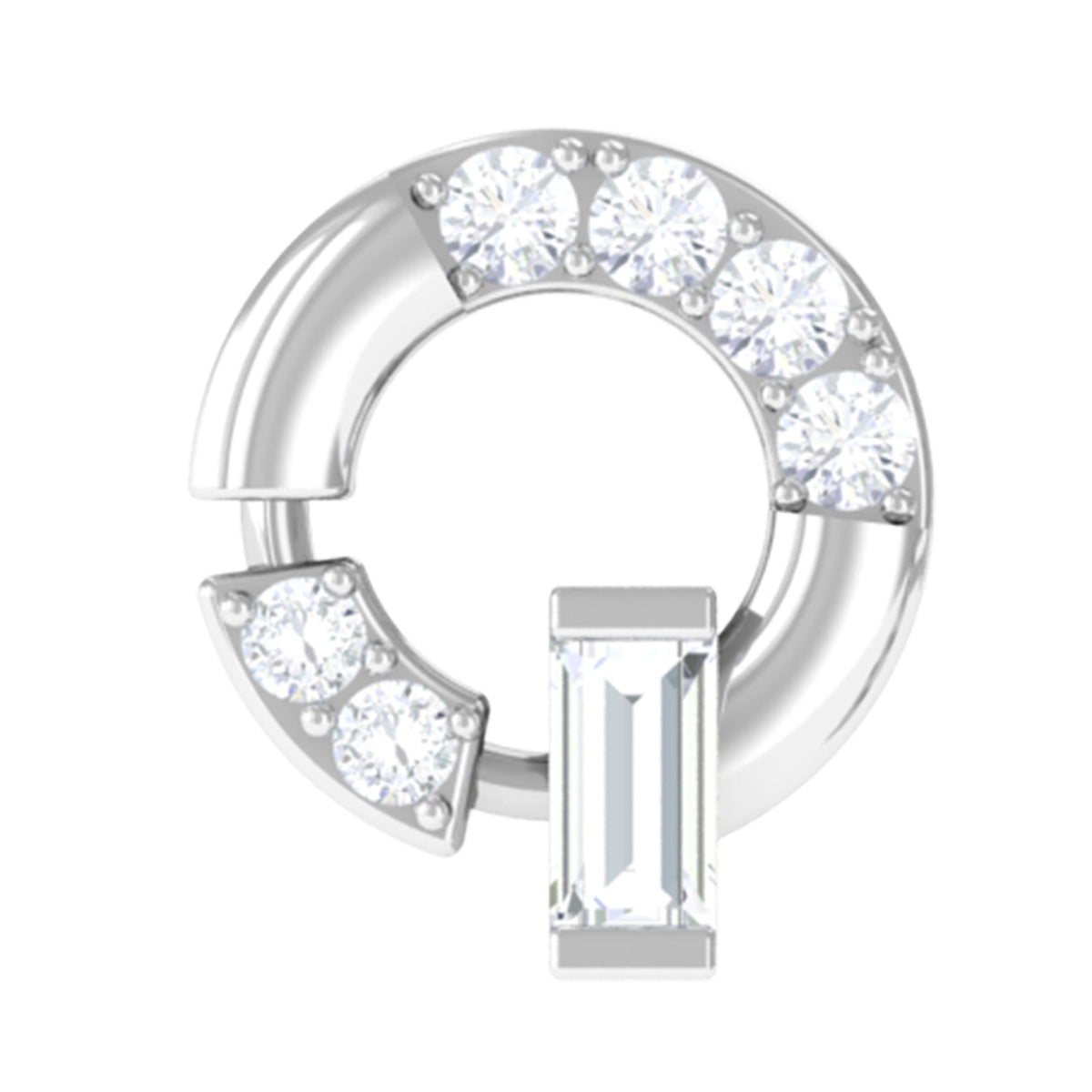 Natural Diamond Circle Earring for Helix Piercing