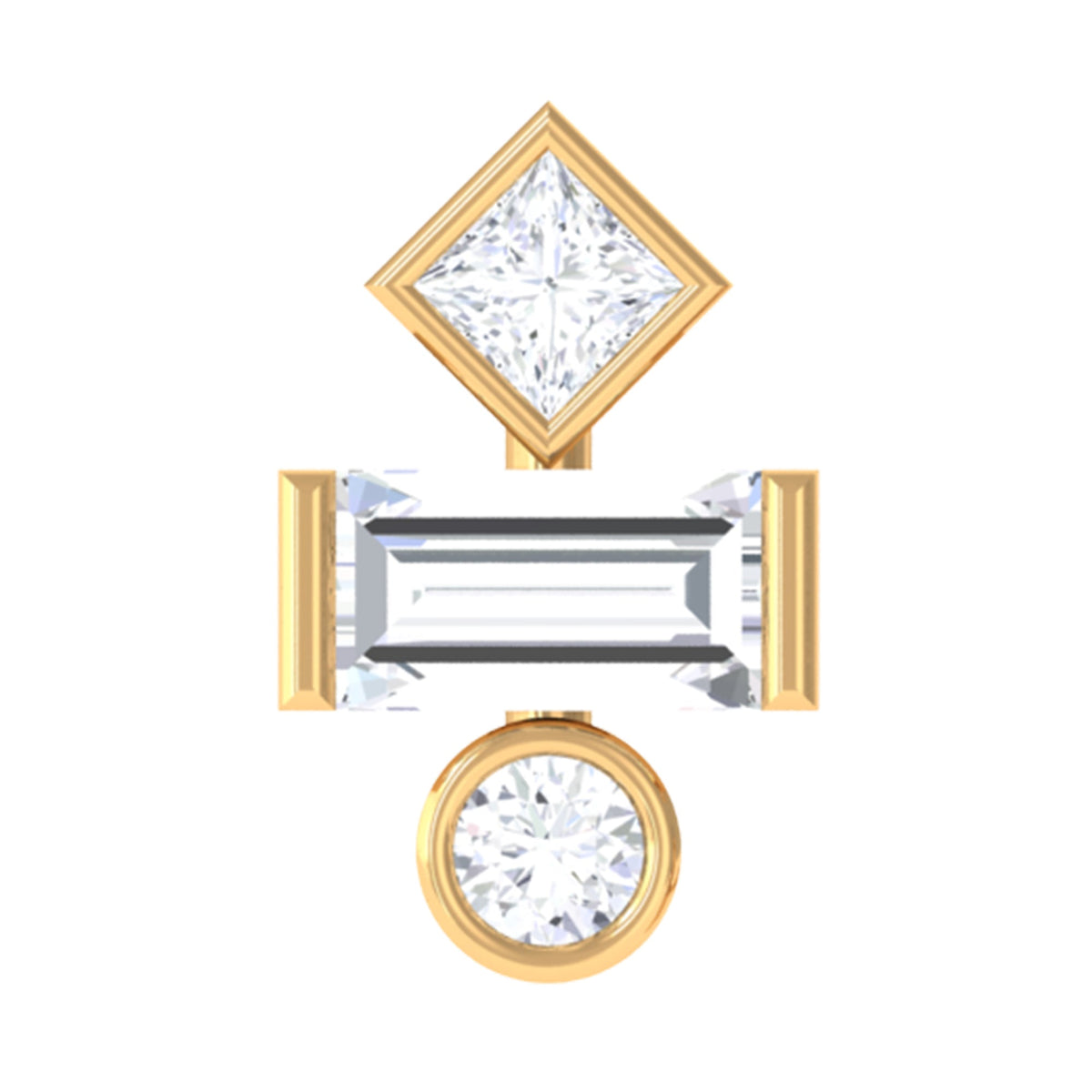 Three Multi Shape Diamond Helix Piercing Earring