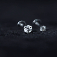 Brilliant Cut Diamond Solitaire Earring Set for Helix Piercing